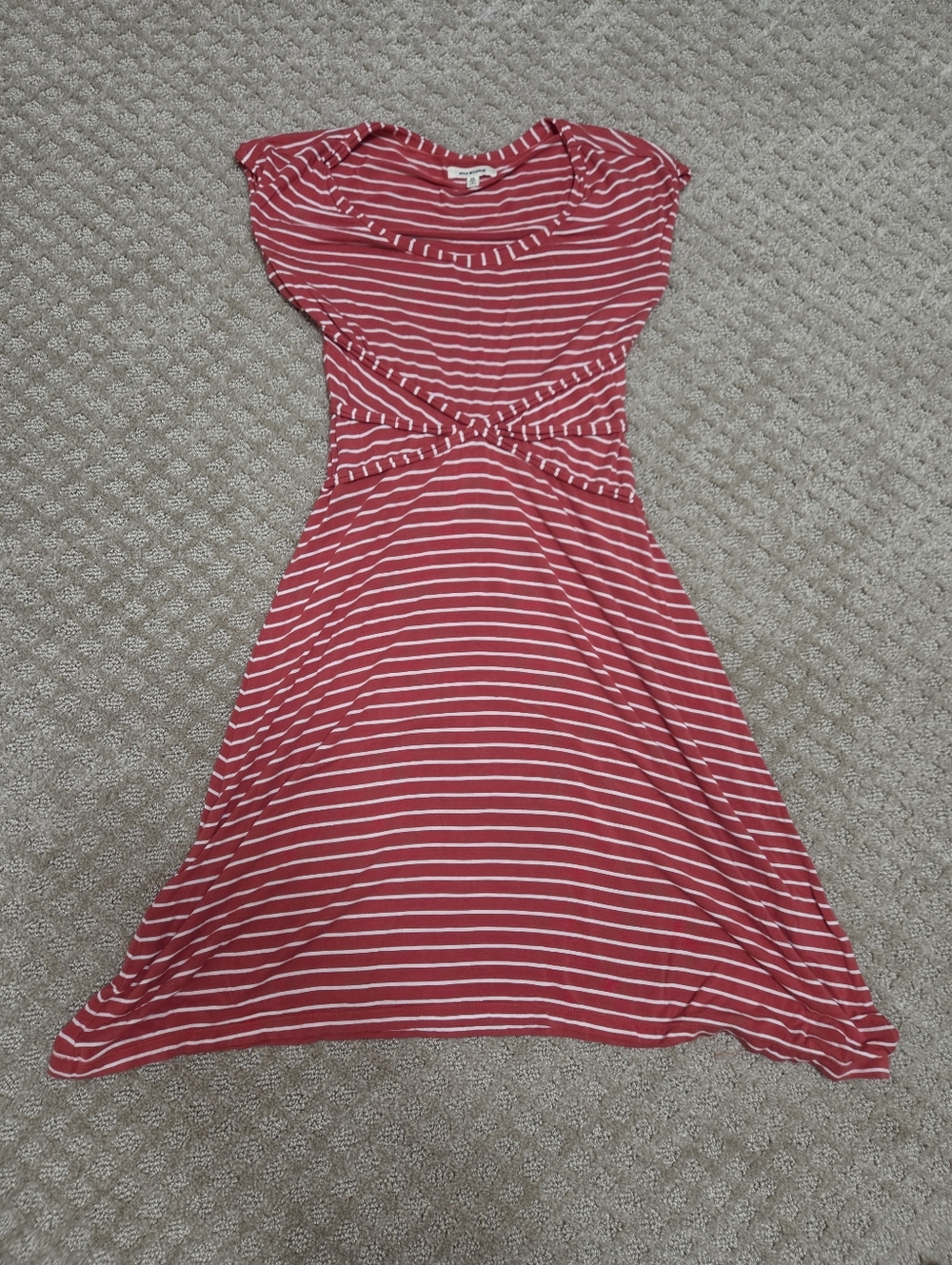 (XS) Max & Studio Red & White Striped Fit-and-Flare Dress